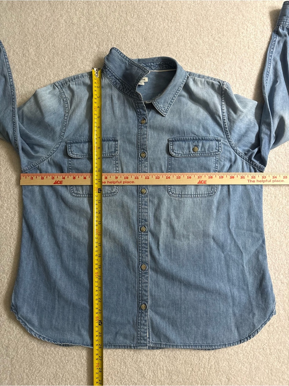 Women's L.L. Bean Heritage Washed Denim Shirt, Long-Sleeve Size L - Picture 13 of 14
